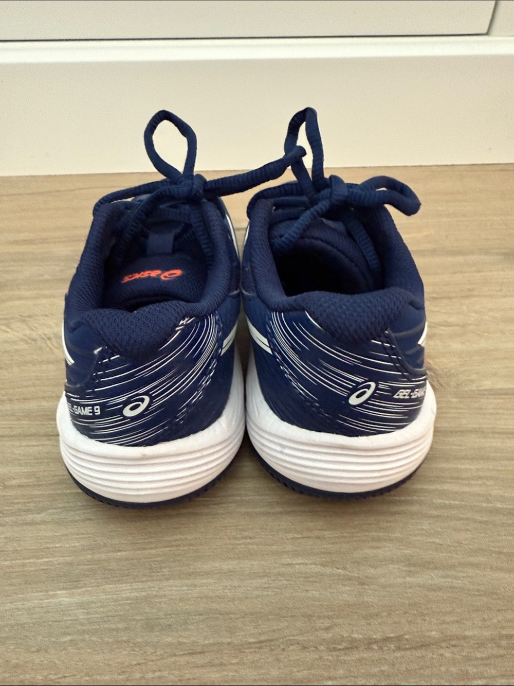 Asics Kids Navy and White Court Sneakers with Orange Accent - Picture 2 of 6
